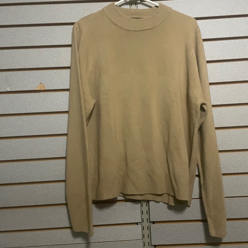 Sag Harbor Womens Sweater X Large Tan Mock Neck Long Sleeve‎ Knit Casual Top